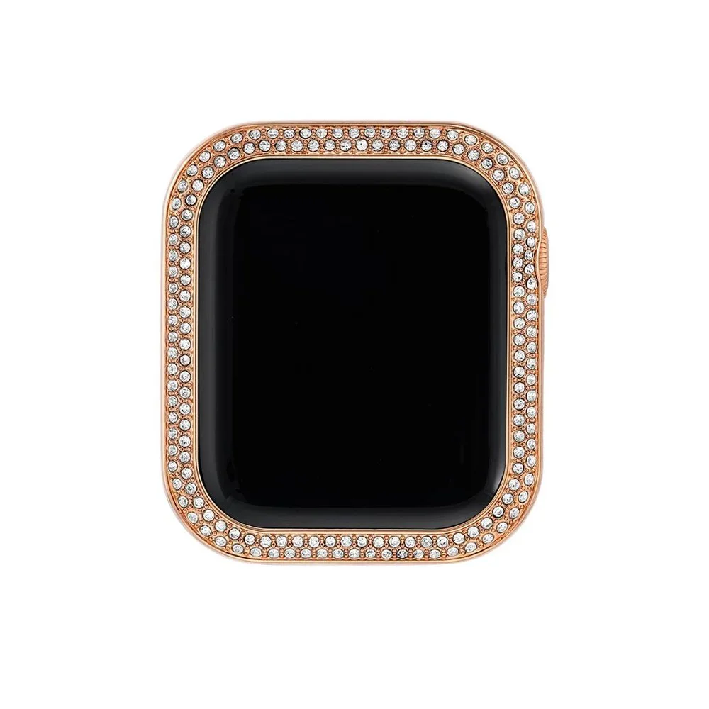 Anne Klein rose gold crystal encrusted protective case for Apple Watch- 44mm
